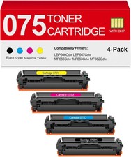 Toner Cartridge for Canon 075 /075H CRG-075 for Color imageCLASS Printers 4 Pack picture