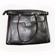 McKlein WINNETKA 15” Leather Laptop Briefcase Black/Red picture