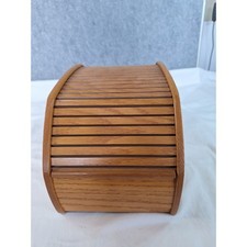 Vintage The Byte Box Oak Roll Top Floppy Disk Storage Case Model 2101 with Key picture