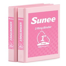3 Ring Binder 1 Inch D 8.5x11 Pink 2 Pack SUNEE Clear View Three PVC-Free picture