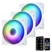 Vetroo 3-Pack Computer Case Fan 120mm ARGB & PWM Fans w/ Controller Hub - White picture