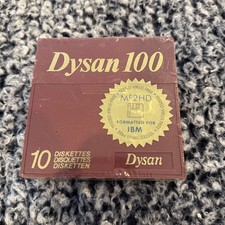 Factory sealed 10-pack of vintage Dysan 100 MF2DD 3.5-inch floppy diskettes. picture