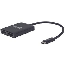 Manhattan USB-C to Dual DisplayPort 1.2 Adapter Cable, 4K@30Hz, 19.5cm, Male to picture