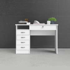 Walden 5 Drawer Office Desk with 1 Locking Drawer for Adults, White picture