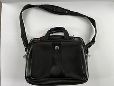 Swiss Tech Wegner Laptop Case Messenger Bag Black Mutli Compart Leather Nylon picture