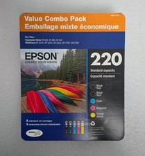 Genuine Epson 220 Value Combo Pack Ink Cartridges T2201-5SVH Open Missing 1 BK picture