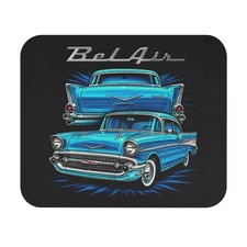 1957 Chevy Bel Air Mouse Pad Classic Car Vintage Blue Hot Rod Desk Mat picture