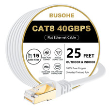 BUSOHE Cat 8 Ethernet Cable 25 FT, 40Gbps 2000Mhz High Speed Flat Cat8 Cable picture