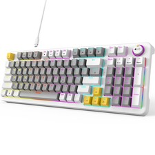 AK96 Wired Mechanical Gaming Keyboard LED Backlit USB Custom Gray White picture