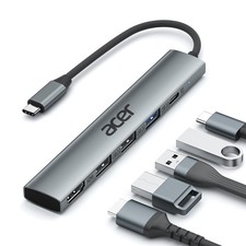 Acer 5 in 1 USB C Hub with 4K HDMI, 100W Power Delivery, 3 A 15cm, Grey picture