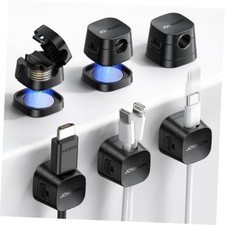 6-Pack Detachable Magnetic Cord Organizer, Adhesive Cable Clips | Auto Black picture