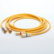 Pair HiFi Silver Plated Audio RCA Cables Extend Signal Wire Interconnect Plugs picture
