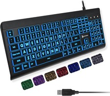 X9 Large Print Backlit Computer Keyboard - Easy to See Big Letters - Lighted USB picture