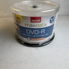 Maxell DVD-R Blank Media 50 Pack 4.7GB Maxdata 16x Inkjet Printable Spindle picture