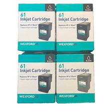 4 New Boxes Wexford Black 61 Inkjet Cartridge Replaces HP 61 Black. WIC 520015 picture