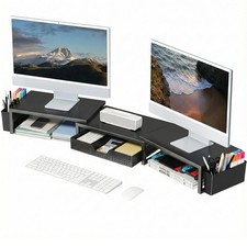 Desk Organizers and , Dual Monitor Stand Riser with Drawer and 2 Pen Holders,... picture