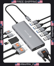 Laptop Docking Station 12-in-1 Dual HDMI VGA USB-C PD Charging picture