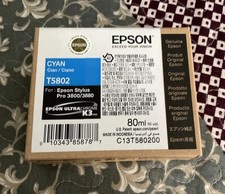 12/2022 NIB Genuine Epson Pro 3800 3880 Cyan K3 Ink T5802 T580200 picture