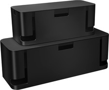 2 Pack Cable Management Box, Medium & XL, Power Strip Organizer Black picture