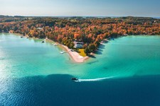 Landscape nature coast usa fall sea beach house boat Custom Gaming Mat Desk picture