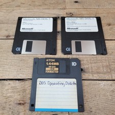 MS-DOS 5.0 Floppy Disk Lot Disk 1 & 2 + Bonus DOS Diskette 3.5” Vintage picture