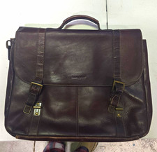 Samsonite Brown Leather Briefcase for 15in Laptop with Partitions Solid picture
