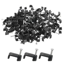 12mm Cable Clips with Steel Nails Black Cable Management Wire Clip, 100 Pcs picture