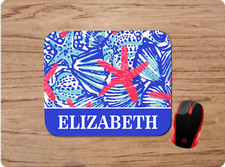 LILLY INSPIRED STARFISH SEASHELLS PRINT PERSONALIZED NAME MOUSE PAD HOME OFFICE picture