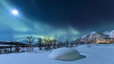 Landscape nature norway mountains night winter snow moon Custom Gaming Mat Desk picture