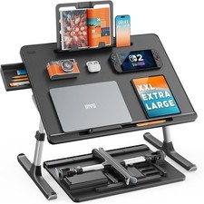 XXL Adjustable Laptop Lap Desk - Foldable Stand with Storage Drawer & Bookstand picture