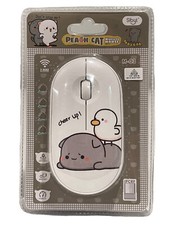 PEACH 🍑CAT Cute Slim 2.4GHZ Wireless Mouse “Cheer up” White-Brand New & Sealed picture