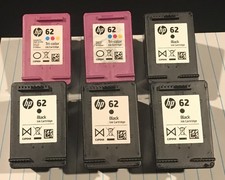 Lot of 6 Authentic HP62 Empty Black & Tri-color Ink Cartridges picture