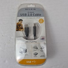 Belkin USB 2.0 Cable A Male To B Male 3ft Black Gold-Plated Round F3U133v03 picture