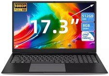 SGIN 17.3 Inch Laptop FHD 8GB RAM 512GB SSD Celeron N4020 Up to 2.8 GHz WiFi picture