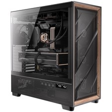 lux Pro Full-Tower E-ATX PC Case, 6 PWM Fans Included, Black 6 PWM Fans, Walnut  picture