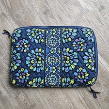 Vera Bradley Laptop Sleeve Midnight Blues Womens Large Blue Floral Quilted Case picture