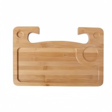 Bamboo Car Steering Wheel Desk Double-Sided Steering Wheel Tray Desk Multiuse picture