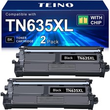 TEINO TN635XL Black Toner Cartridge 2-Pack High Yield for Brother Printers picture