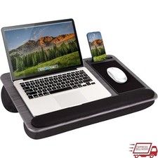 Portable Lap Desk W/ Mouse Pad Cushion Wrist Rest Phone Slot Travel Friendly New picture