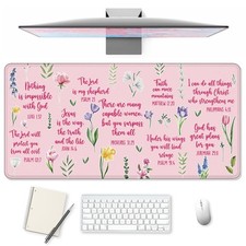 Pink Christian Floral Large Pad, Inspirational Bible Verse Extended Gaming Mo... picture
