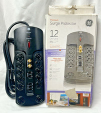 GE PREMIUM 12 Outlet Surge Protector 8 ft Long Cord 4200 Joules Router Plugs NIB picture