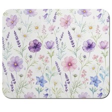 Soft Lavender and Pink Watercolor Wildflower Mouse Pad 9.5