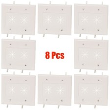 8 Pcs 2 Gang Low Voltage Flexible Opening Wall Plate Pass Through AV Cable White picture