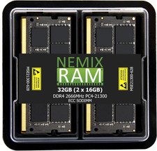 NEMIX RAM 32GB (2X16GB) DDR4 2666MHz PC4-21300 2Rx8 ECC Unbuffered SODIMM picture