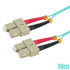 10M SC UPC to SC UPC OM4 Multi Mode 50/125 Duplex Fiber Optic Patch Cable Aqua picture