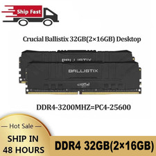 3200 MHz Crucial Ballistix DDR4 32GB(2×16GB) RAM Desktop Memory DIMM 288PIN Lot picture
