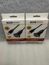 Lot of 2 USB 2.0 - RS232 Serial DB9 Adapter Cable 3 ft FTDI Chipset Hex Jack Nut picture