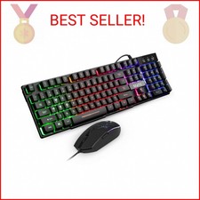 mafiti RK101 Computer Keyboard Mouse Combo Wired, RGB Backlit USB Keyboard for P picture