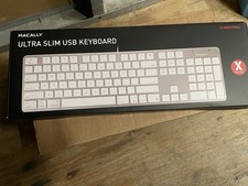 Macally Slim USB Keyboard White Backlit Wired QWERTY Quiet Keys for Mac picture