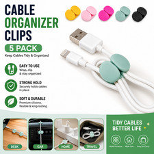 5Pcs Silicone Cable Organizer Clips Cord Holder Wire Management Desk Tidy Clips picture